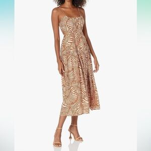 NWT MOON RIVER Women's Shirred Sleeveless Cut-Out Midi Dress Small